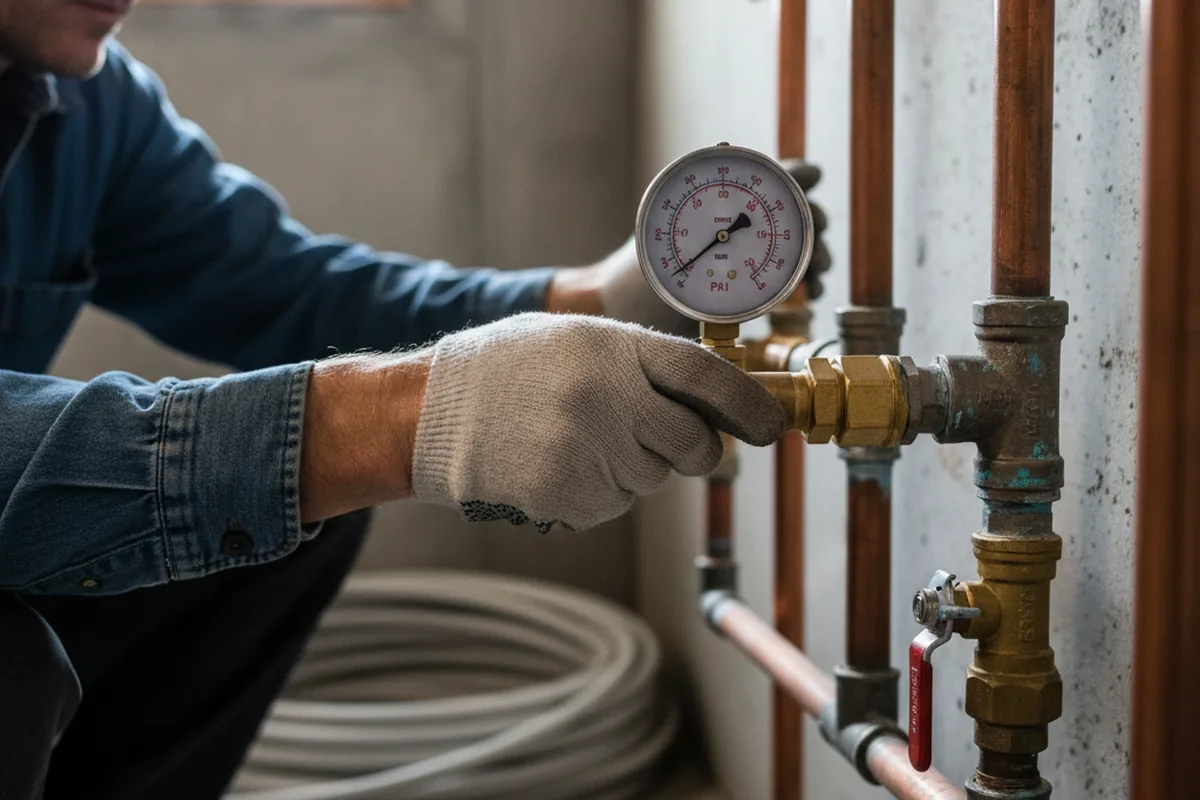 Pressure testing a repaired line during Water Line Repair in Onemo